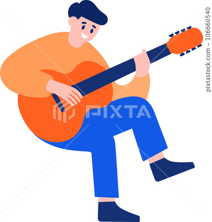 Hand Drawn Male musician playing acoustic guitar in flat style Hand Drawn Male musician playing acoustic guitar in flat style 106660540