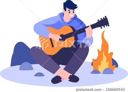 Hand Drawn Male musician playing acoustic guitar in flat style Hand Drawn Male musician playing acoustic guitar in flat style 106660542