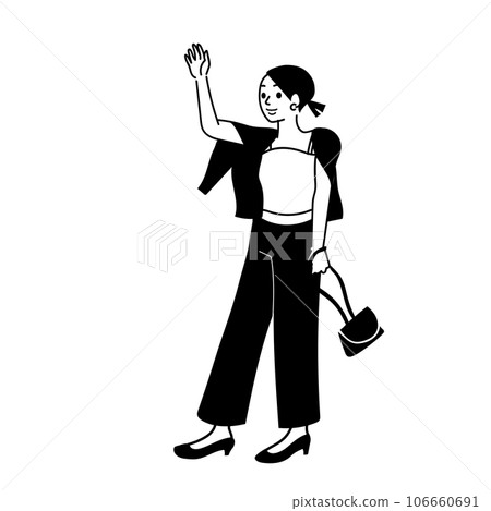 Line drawing vector illustration of a stylish young woman Line drawing vector illustration of a stylish young woman 106660691