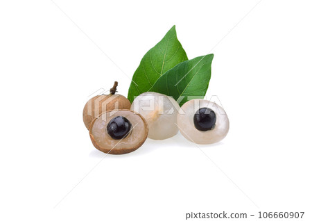 Longan with leaf isolated on white background 106660907