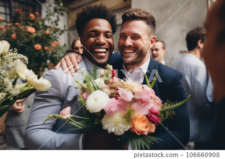 Handsome Gay Couple - Wedding photo. Handsome Gay Couple - Wedding photo. 106660908