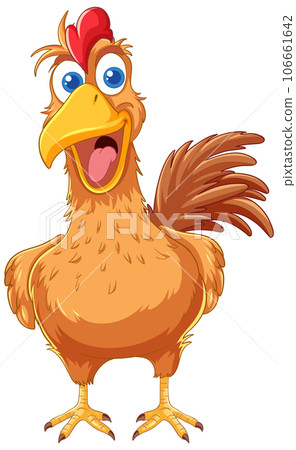 Brown Happy Chicken Cartoon Brown Happy Chicken Cartoon 106661642