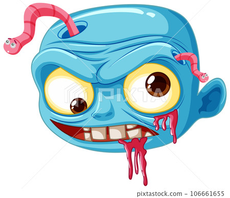 Male Zombie Cartoon with Worm Out of the Head Male Zombie Cartoon with Worm Out of the Head 106661655