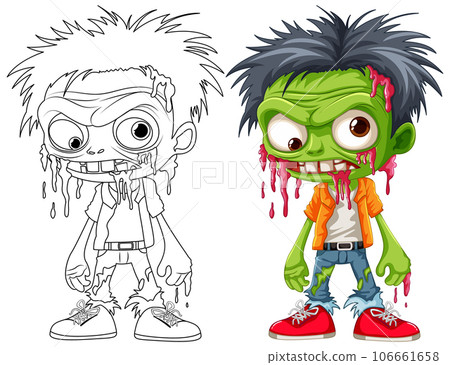 Isolated Male Zombie Cartoon for Coloring Page Isolated Male Zombie Cartoon for Coloring Page 106661658