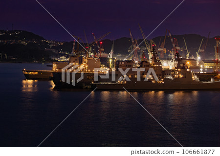 Sunset view from a boat in Sasebo Port, Nagasaki Prefecture Sunset view from a boat in Sasebo Port, Nagasaki Prefecture 106661877