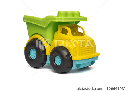 Color toy car. Colorful toy truck isolated on white background. Plastic car Color toy car. Colorful toy truck isolated on white background. Plastic car 106661981