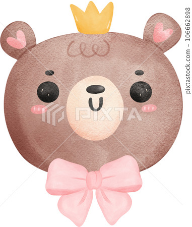 Cute teddy bear baby shower nursery cartoon animal watercolor hand painting 106662898