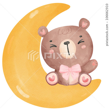 Cute teddy bear baby shower nursery cartoon animal watercolor hand painting Cute teddy bear baby shower nursery cartoon animal watercolor hand painting 106662910