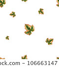 Pattern with autumn leaves in watercolor, hand drawing, botanical painting for design. Template for packaging and sticker elements for packaging, wallpaper, fabrics, textiles 106663147