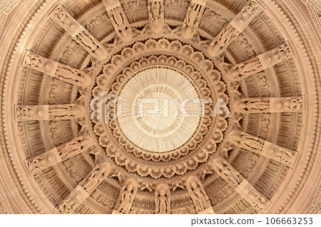 Inside center dome of BAPS Shri Swaminarayan Mandir Pune Maharashtra Inda 106663253
