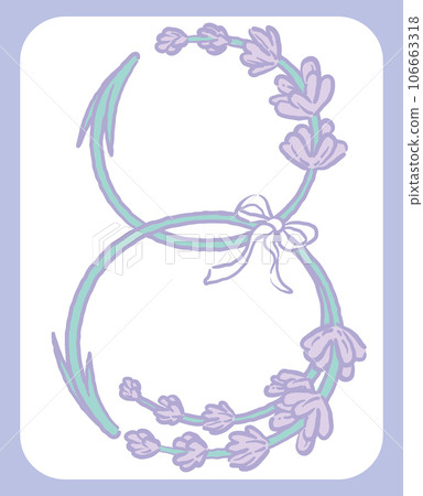 Lavender sketch style, design letter numbers. "8". Vector material. 106663318