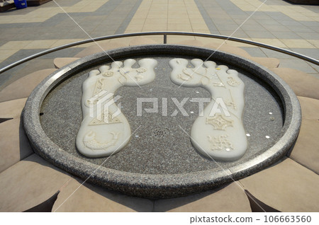 Lotus feet of Lord Swaminarayan. BAPS Shri Swaminarayan Mandir Pune Maharashtra Inda Lotus feet of Lord Swaminarayan. BAPS Shri Swaminarayan Mandir Pune Maharashtra Inda 106663560