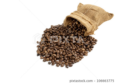 Burlap sack with coffee beans Burlap sack with coffee beans 106663775