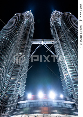 Petronas Twin Towers rising at night Petronas Twin Towers rising at night 106664566