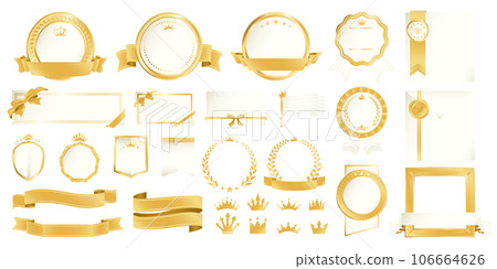Luxury medal vector material set white champagne gold no text Luxury medal vector material set white champagne gold no text 106664626