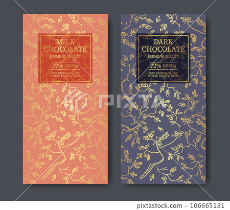 Golden chocolate package design for branding. rendy luxury product brand template Golden chocolate package design for branding. rendy luxury product brand template 106665181