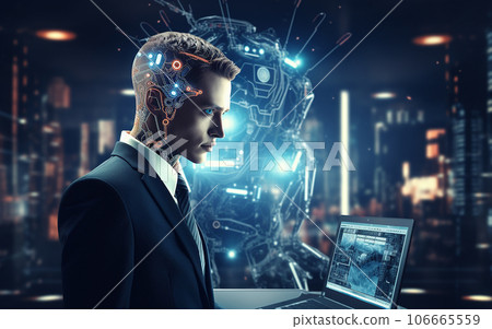 technology smart robot, artificial intelligence.Futuristic technology transformation, Chatbot, assistant 106665559