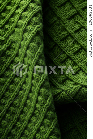 Texture of knitted wool fabric green Texture of knitted wool fabric green 106665631
