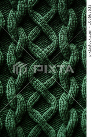 Texture of knitted wool fabric green 106665632