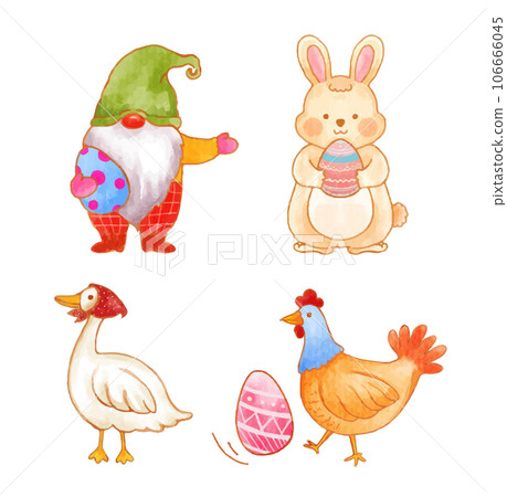 Set of Easter characters vector illustration Set of Easter characters vector illustration 106666045