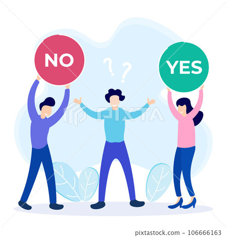 Illustration vector graphic cartoon character of yes or no Illustration vector graphic cartoon character of yes or no 106666163