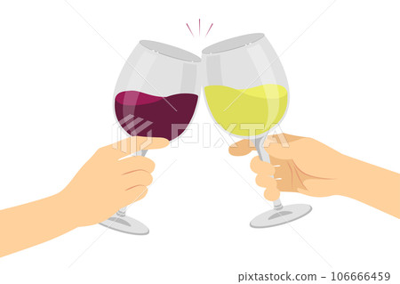 Cheers illustration with red wine and white wine 106666459