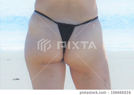 Swimsuit woman wearing a thong micro bikini Summer scenery 106666816