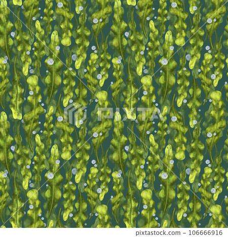 Seamless pattern with thickets of bright green seaweed. Background for textiles, fabrics, banners, wrapping paper, wallpaper and other designs Seamless pattern with thickets of bright green seaweed. Background for textiles, fabrics, banners, wrapping paper, wallpaper and other designs 106666916