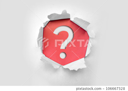 composite image of question mark in torn paper composite image of question mark in torn paper 106667328