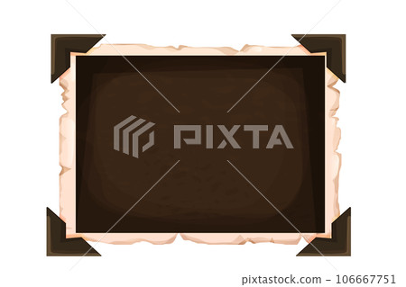 Photoframe vintage aged textured scrapbook isolated on white background, frame border empty grunge paper.  Photoframe vintage aged textured scrapbook isolated on white background, frame border empty grunge paper.  106667751