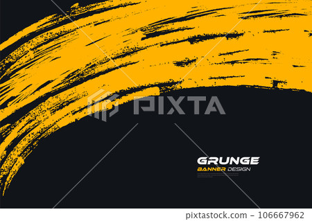 Abstract Black and Yellow Grunge Background. Brush Stroke Illustration for Banner, Poster, or Sports. Scratch and Texture Elements For Design Abstract Black and Yellow Grunge Background. Brush Stroke Illustration for Banner, Poster, or Sports. Scratch and Texture Elements For Design 106667962