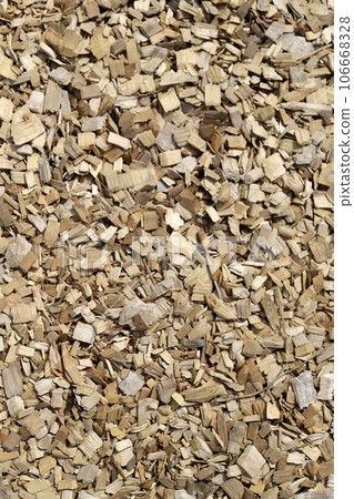 One side of wood chips garden material One side of wood chips garden material 106668328
