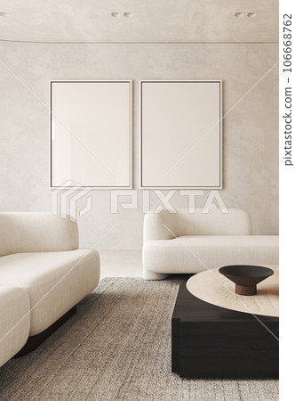 Boho beige livingroom with palm plants and decor - carpet background. Light modern japanese nature view. 3d rendering. High quality 3d illustration Boho beige livingroom with palm plants and decor - carpet background. Light modern japanese nature view. 3d rendering. High quality 3d illustration 106668762