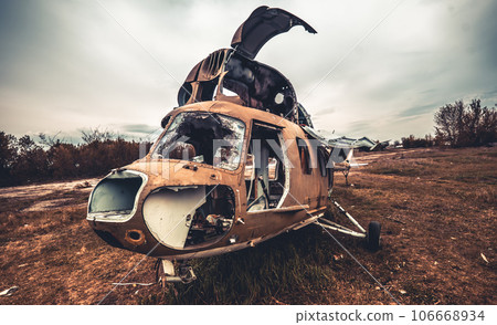 Abandoned helicopter at the airfield 106668934