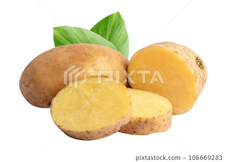 Potato and slice isolate on white background. 106669283