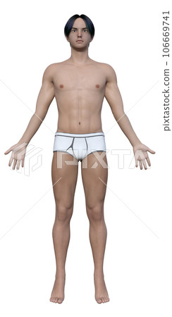 一個穿著內褲、睜著眼睛的男人的正面全身插圖 106669741