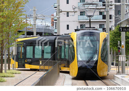 Utsunomiya Light Rail trial train (LIGHTLINE) before opening Utsunomiya Light Rail trial train (LIGHTLINE) before opening 106670910
