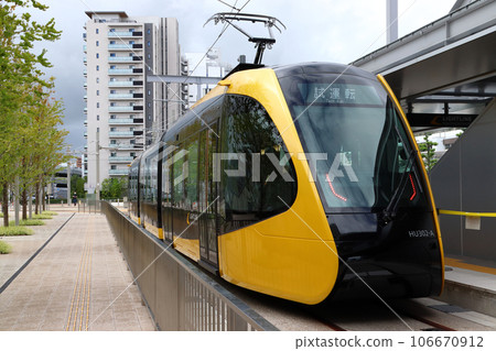 Utsunomiya Light Rail trial train (LIGHTLINE) before opening Utsunomiya Light Rail trial train (LIGHTLINE) before opening 106670912