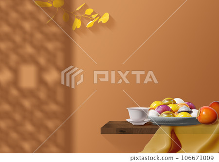 Various 3d rendering backgrounds of Korean Chuseok holiday . 106671009