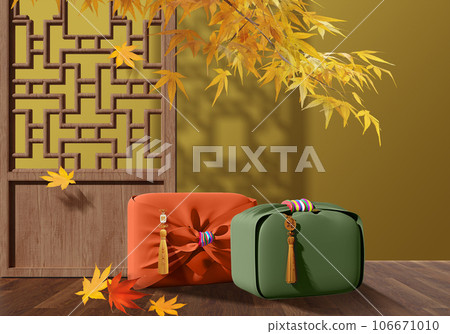 Various 3d rendering backgrounds of Korean Chuseok holiday . 106671010