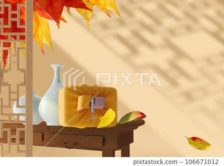 Various 3d rendering backgrounds of Korean Chuseok holiday . 106671012