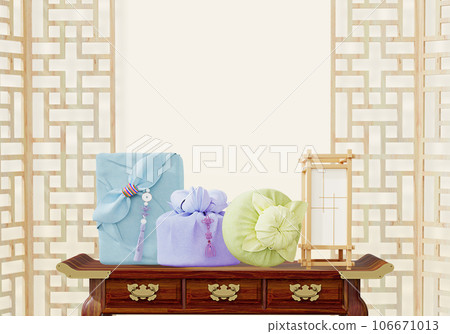 Various 3d rendering backgrounds of Korean Chuseok holiday . 106671013