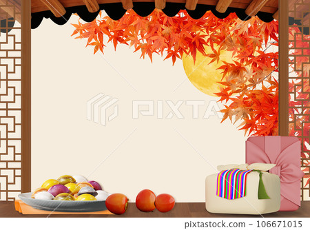 Various 3d rendering backgrounds of Korean Chuseok holiday . 106671015