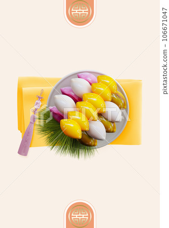 Various 3d rendering backgrounds of Korean Chuseok holiday . 106671047