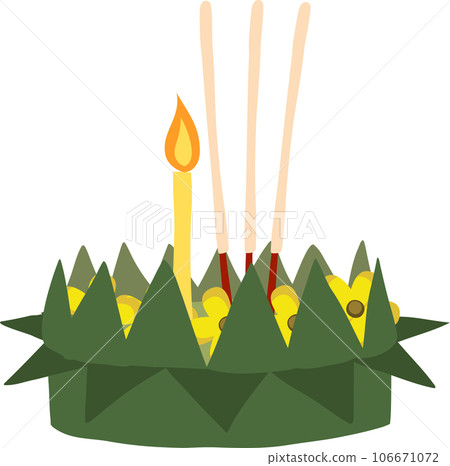 Thai Krathong Festival Illustration. Beautiful Candlelit Krathong. 106671072