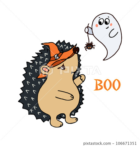 hedgehog and ghost with spider hedgehog and ghost with spider 106671351