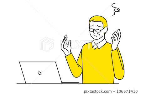 Senior man having trouble operating a computer Senior man having trouble operating a computer 106671410
