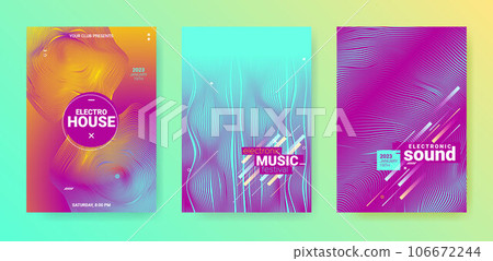 Blue Purple Dance Music Flyer. Electro Party Cover. Vector Edm 106672244