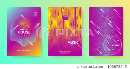 Dance Music Flyer Set. Electronic Party Cover. Abstract 3d 106672245