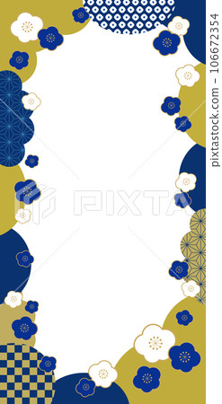 Plum and Japanese Pattern Japanese Style New Year Banner Frame Background / Vertical / Transparent / Blue Plum and Japanese Pattern Japanese Style New Year Banner Frame Background / Vertical / Transparent / Blue 106672354